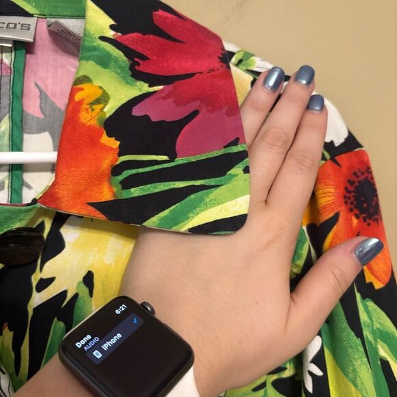 Chico’s Long Sleeve MultiColor Button Floral Blazer Jacket Size 1/Medium/8 - Picture 9 of 9